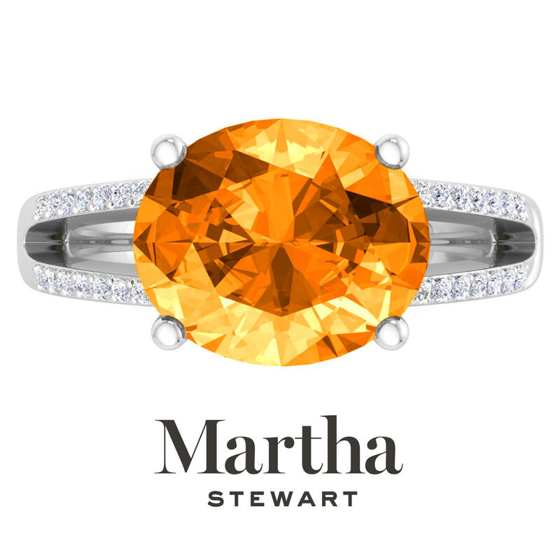 Martha Stewart 4 1/2ctw. Oval Citrine & Lab Grown Diamond Ring In Sterling Silver image number null
